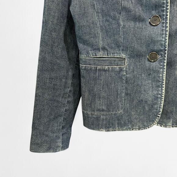 Ann Taylor Structured Denim Blazer Classic 90s Minimalist Tailored Jacket - Picture 6 of 11